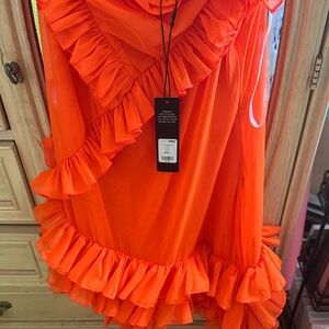 Fashion Nova Orange Asymmetrical Dress